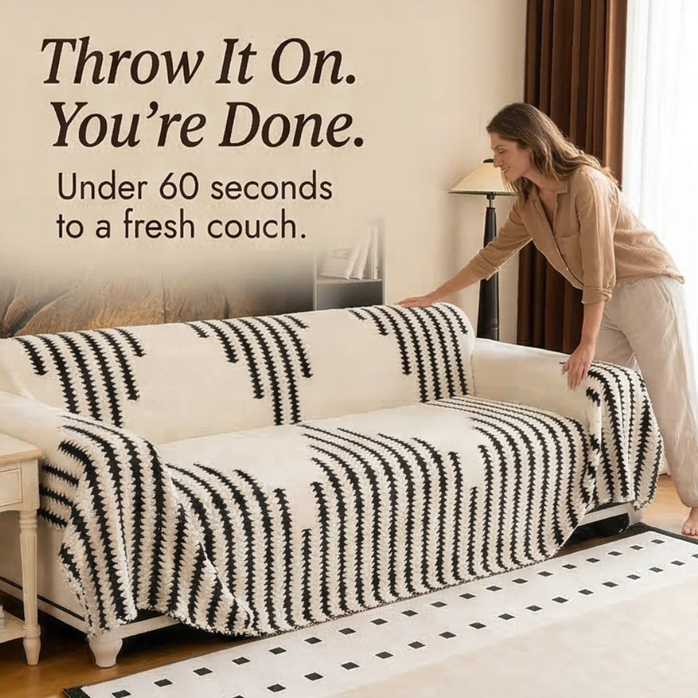 Plush Couch Cover With Stay-Put Comfort