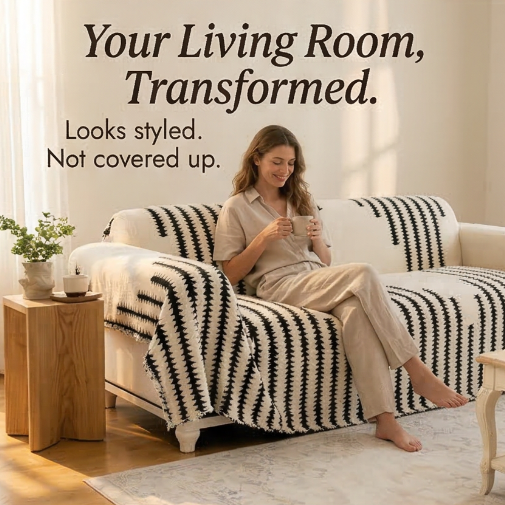 Plush Couch Cover With Stay-Put Comfort