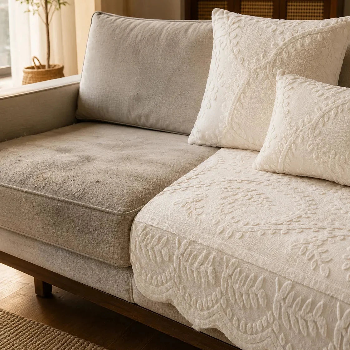 Housse de canapé en peluche botanique pour une protection artistique
