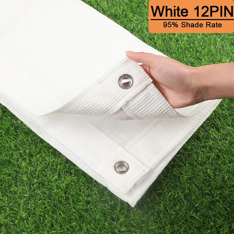 Plasă albă de umbrire din HDPE, anti-UV – copertină pentru grădină