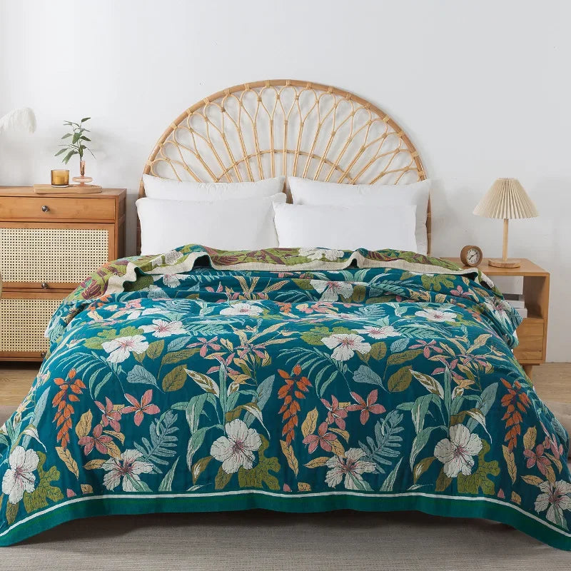 Flowers Cotton Blanket Bedspread Cooling Quilt