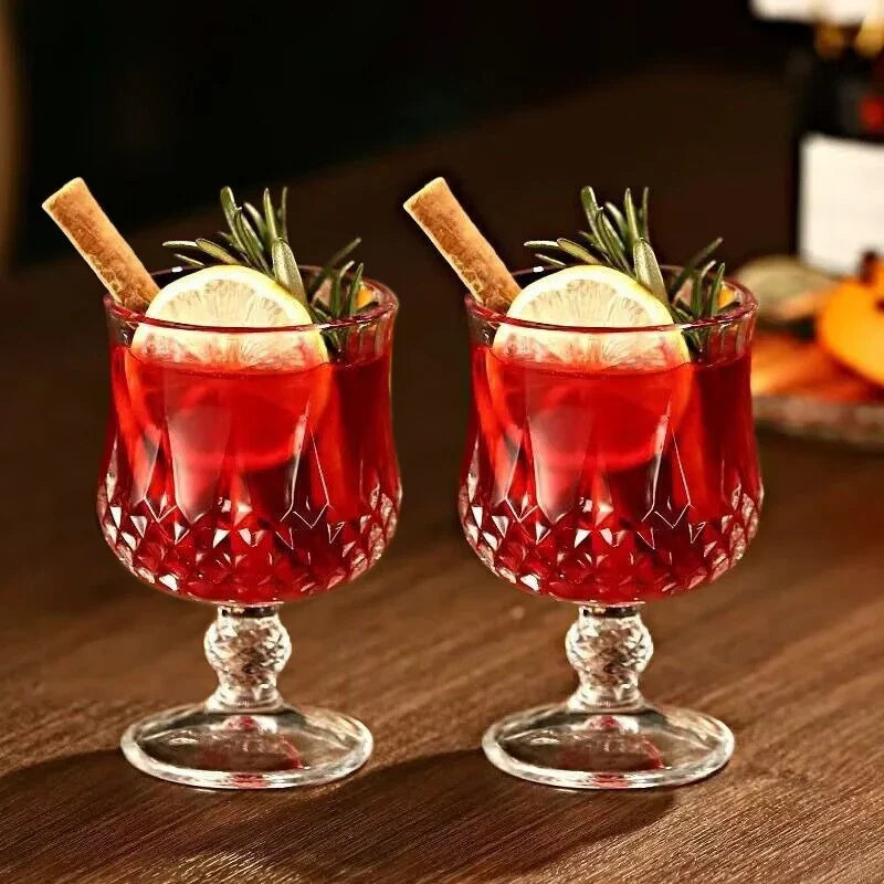 Vintage Crystal Glass Spirits Goblet Cup Cocktail Goblet Engraved Wine Glass Whisky Cups Juice Cup Beer Mug Home Bar Drinkware