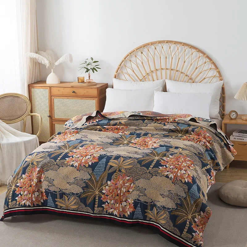 Flowers Cotton Blanket Bedspread Cooling Quilt