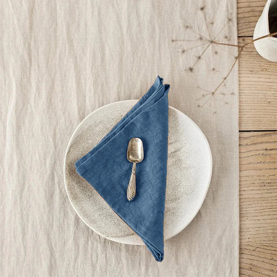 Set de 4 șervețele de masă din pânză, 100% in pur, 16x16Inch, cu tiv, ușor de întreținut, lavabile la mașină, pentru Crăciun, nuntă și petreceri