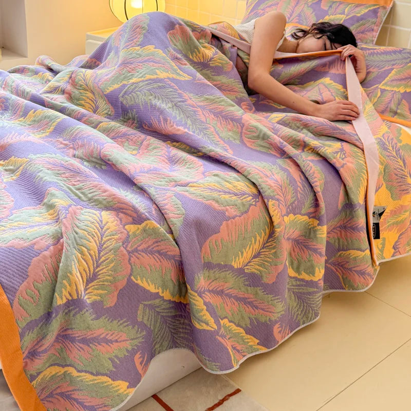 Coperta in garza di cotone floreale