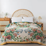 Flowers Cotton Blanket Bedspread Cooling Quilt