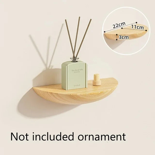 Mensole da parete semicircolari in legno massiccio, sfondo ingresso, organizzatori decorativi galleggianti, portaoggetti per camera da letto e cucina