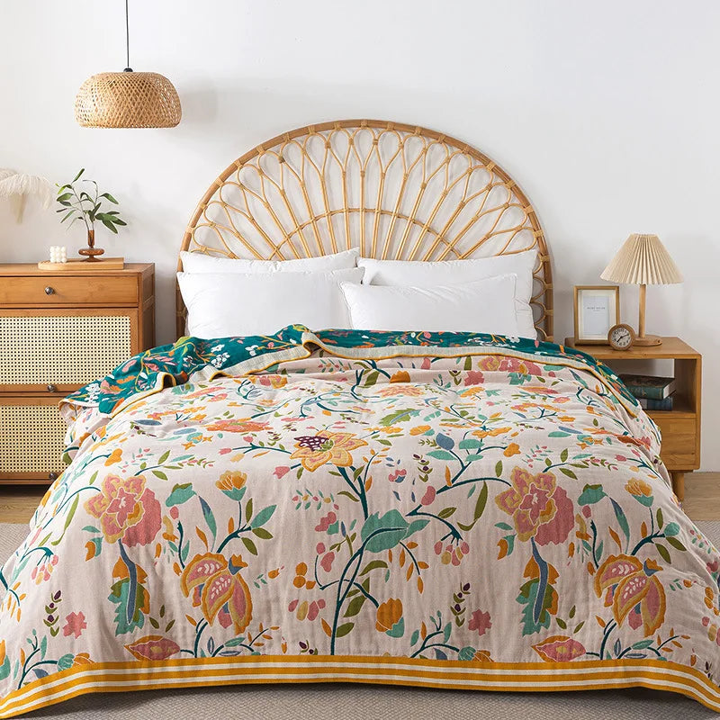 Flowers Cotton Blanket Bedspread Cooling Quilt