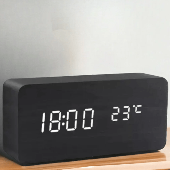 LED Wooden Clock With Voice-Activated Display