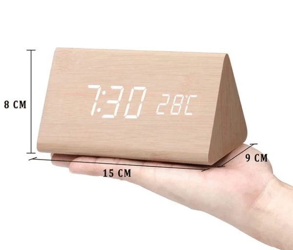 LED Wooden Clock With Voice-Activated Display