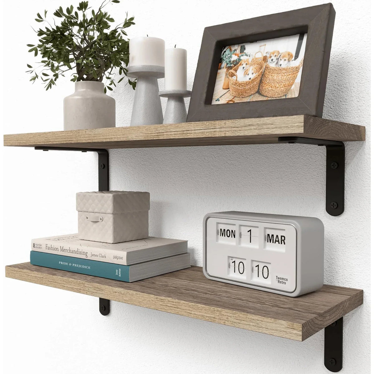 Holz Schweberegale, 2er Set Regale für Wanddekoration, Badezimmer Aufbewahrung, Schlafzimmer, Wohnzimmer  