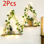 Mensola in legno con decorazione a foglia appesa, mensola LED decorativa, arredamento estetico per stanza, mensole galleggianti, espositore da parete per soggiorno