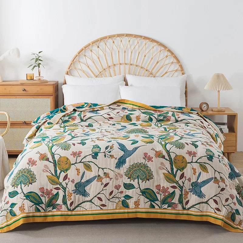 Flowers Cotton Blanket Bedspread Cooling Quilt
