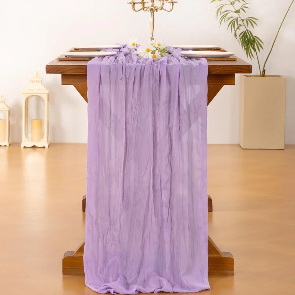 Lilac Purple Cheesecloth Table Runner