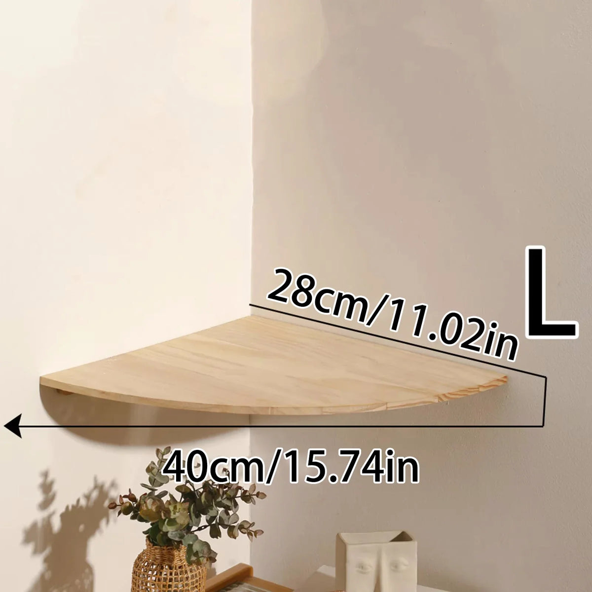 Mensole angolari da parete in legno, mensola galleggiante rotonda da parete, mensola angolare montata per camera da letto, soggiorno e cucina