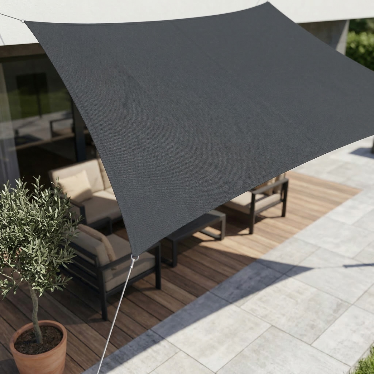 Sombrilla rectangular impermeable para comodidad en todo clima