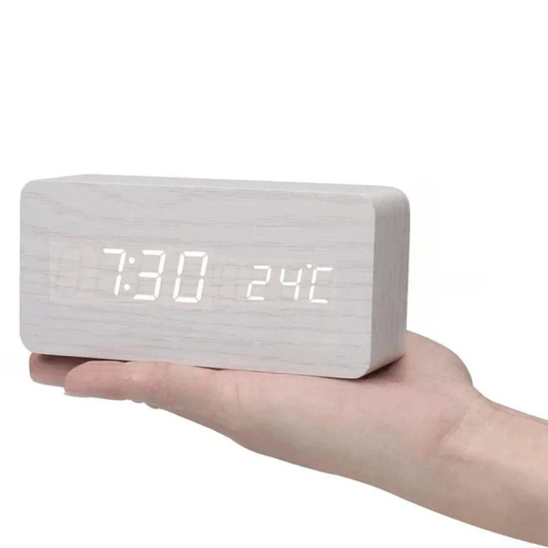 LED Wooden Clock With Voice-Activated Display