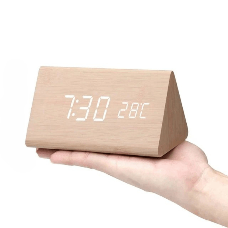 LED Wooden Clock With Voice-Activated Display