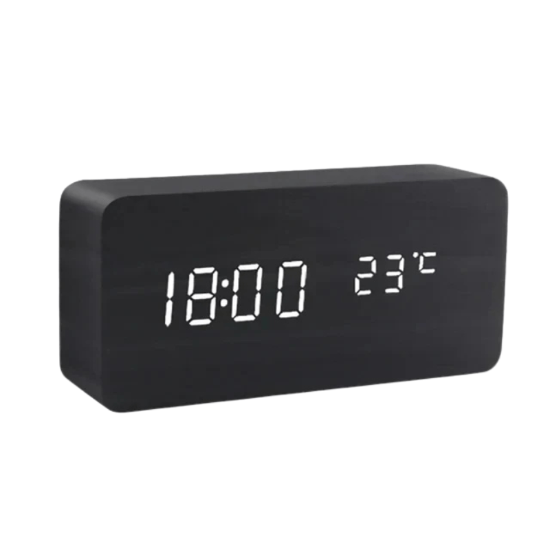 LED Wooden Clock With Voice-Activated Display