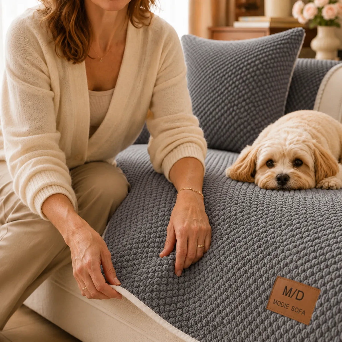 Non Slip Sofa Cover With Pet-Proof Style