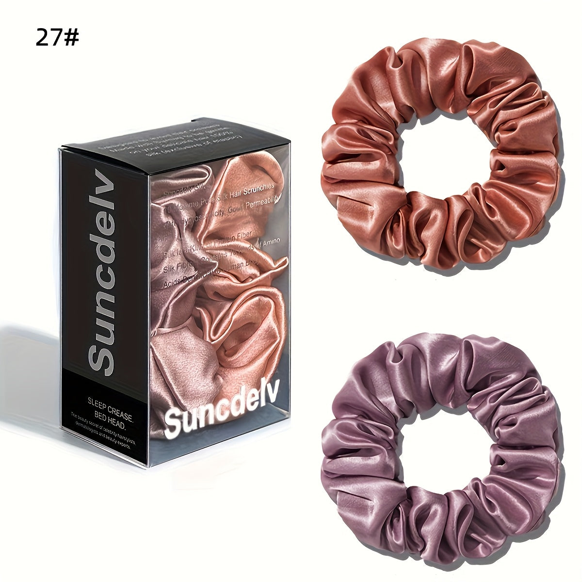 2 ks vysoce kvalitních 100% hedvábných gumiček scrunchie | Jednobarevné minimalistické široké gumičky do vlasů, šířka 3.5CM, 22Momme, valentýnský dárek, SUNCDELV SLIK