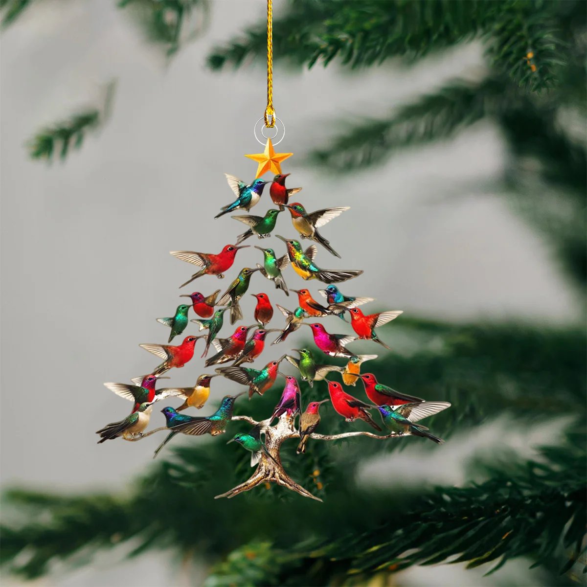 Kolibri-Tischornament mit festlichem Charme  