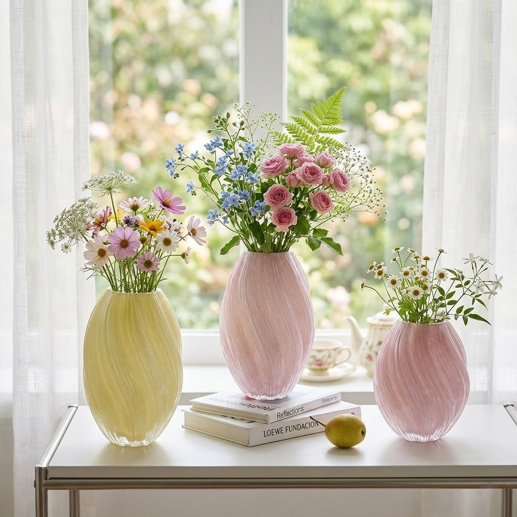 Vase malt en verre côtelé pour lumière sculpturale