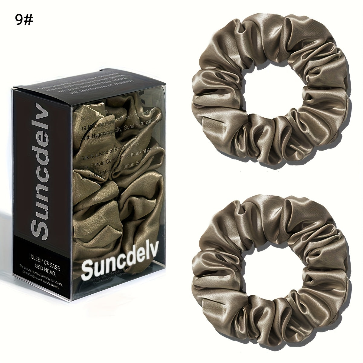 2 ks vysoce kvalitních 100% hedvábných gumiček scrunchie | Jednobarevné minimalistické široké gumičky do vlasů, šířka 3.5CM, 22Momme, valentýnský dárek, SUNCDELV SLIK