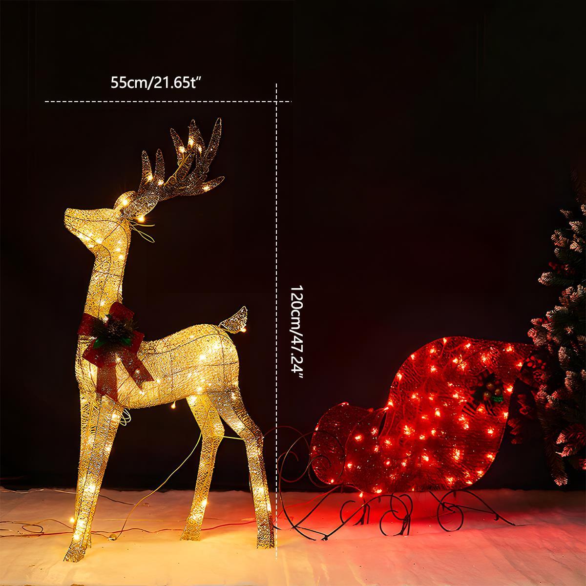 Illuminazione natalizia con slitta e alce luminosi
