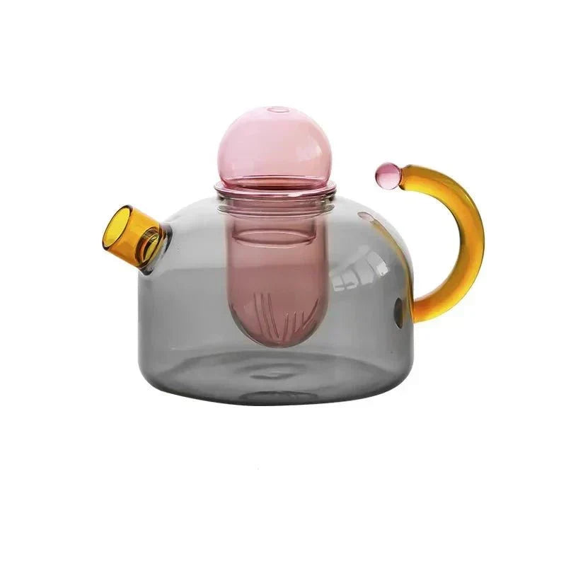 Juego de tetera de vidrio translúcido para té elegante