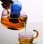 Juego de tetera de vidrio translúcido para té elegante