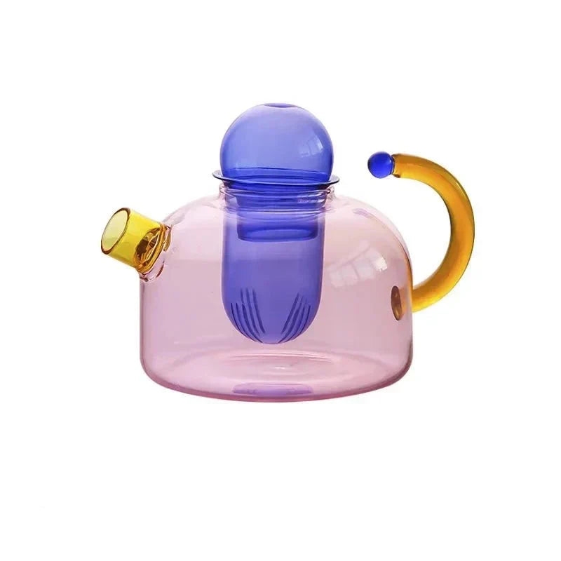 Juego de tetera de vidrio translúcido para té elegante