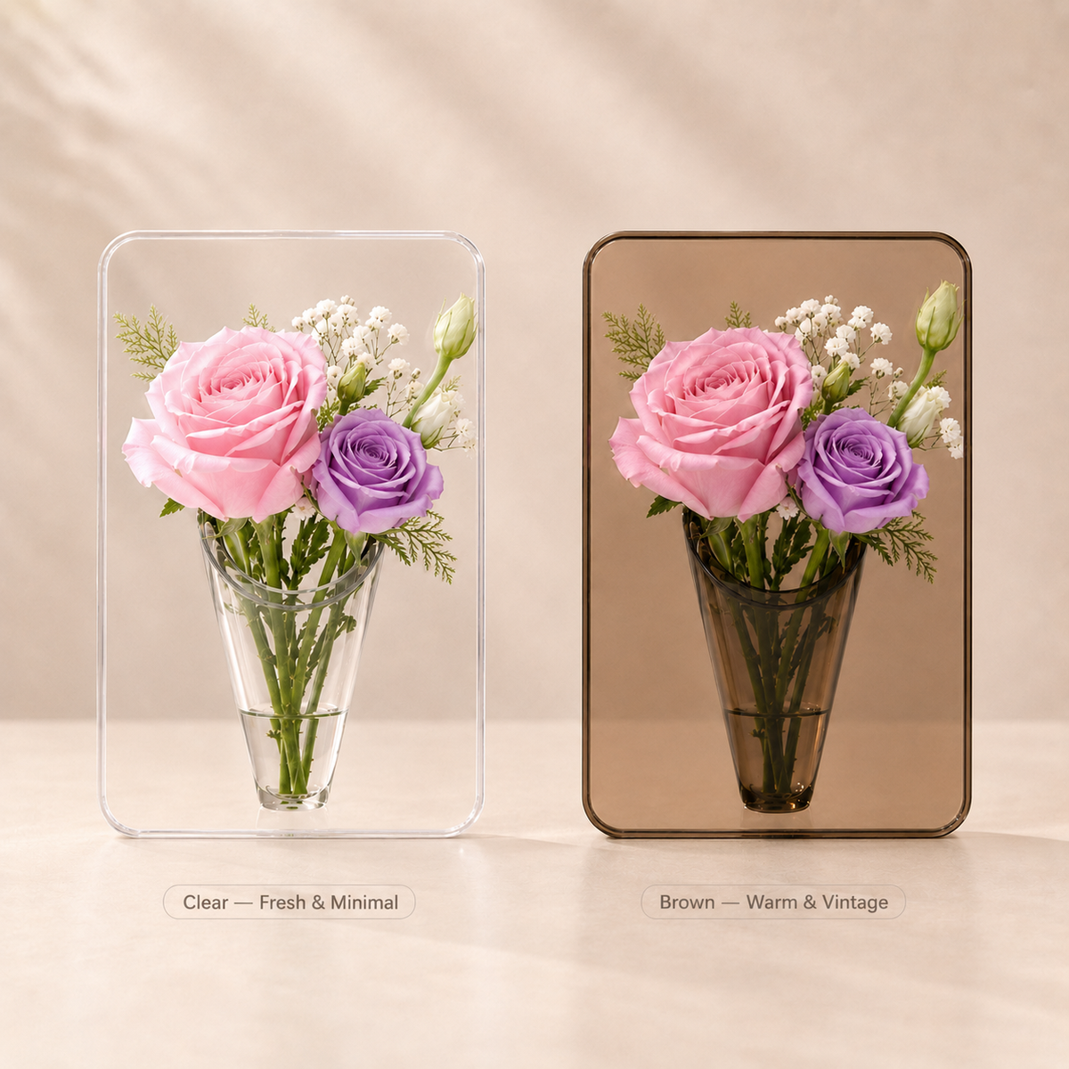 Acryl-Fotorahmen-Vase für persönliche Blüten
