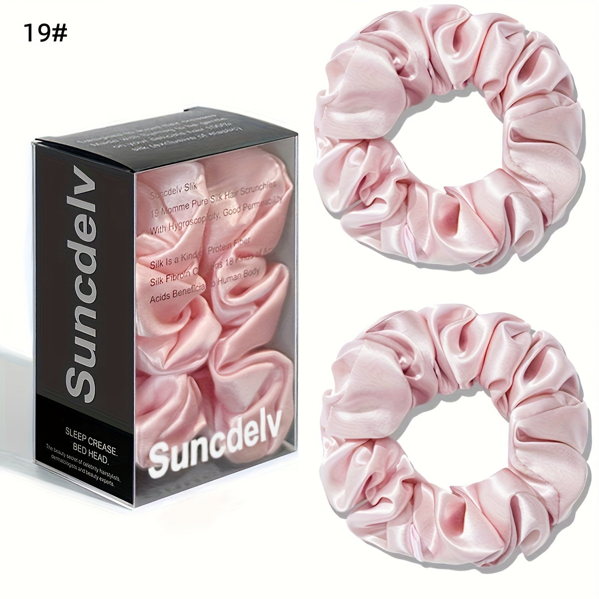 2 ks vysoce kvalitních 100% hedvábných gumiček scrunchie | Jednobarevné minimalistické široké gumičky do vlasů, šířka 3.5CM, 22Momme, valentýnský dárek, SUNCDELV SLIK