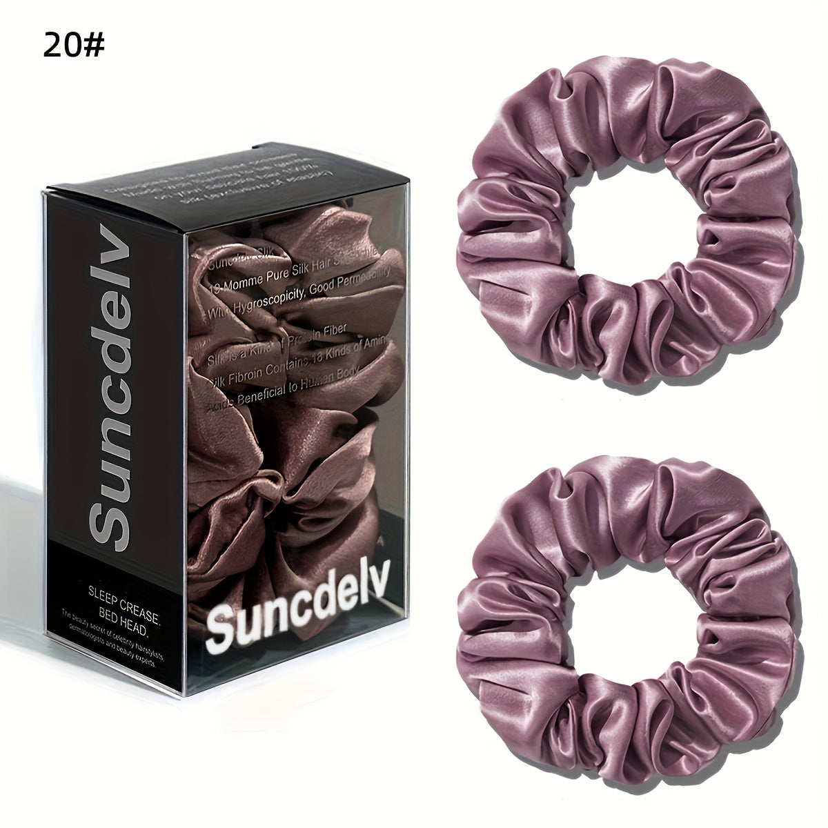 2 ks vysoce kvalitních 100% hedvábných gumiček scrunchie | Jednobarevné minimalistické široké gumičky do vlasů, šířka 3.5CM, 22Momme, valentýnský dárek, SUNCDELV SLIK
