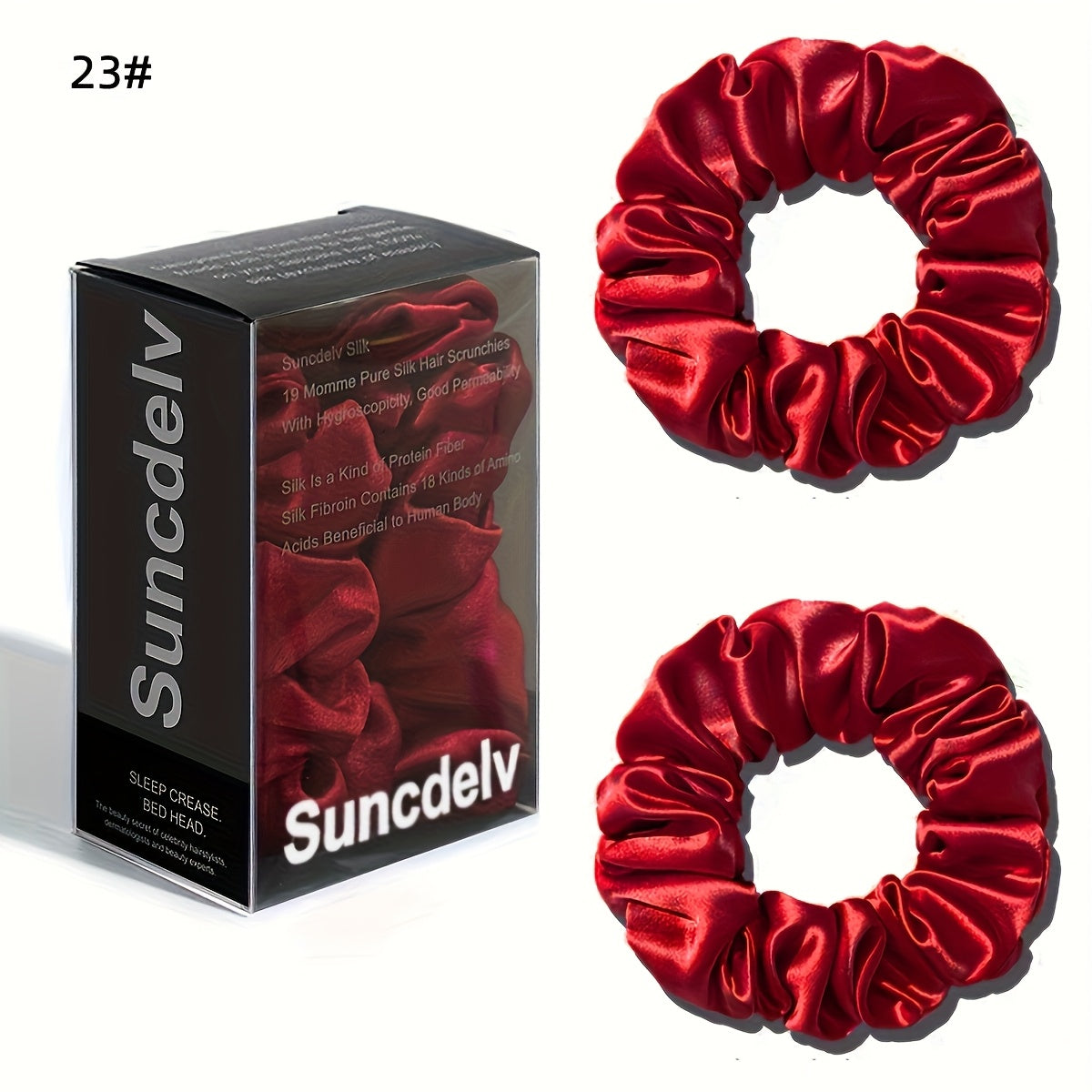 2 ks vysoce kvalitních 100% hedvábných gumiček scrunchie | Jednobarevné minimalistické široké gumičky do vlasů, šířka 3.5CM, 22Momme, valentýnský dárek, SUNCDELV SLIK
