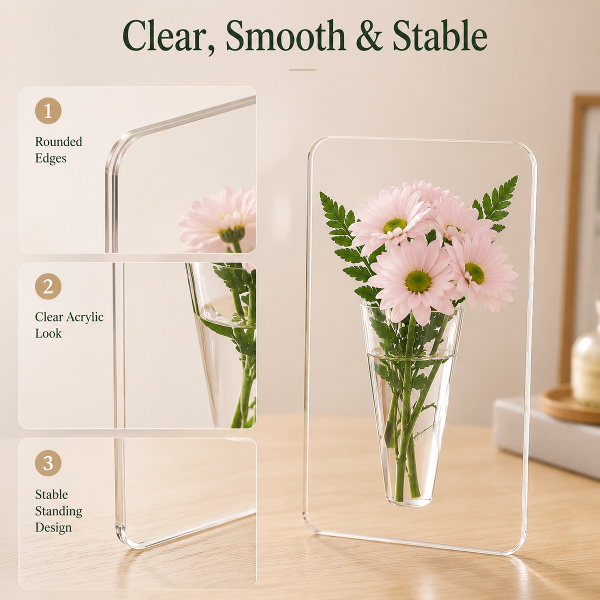 Acryl-Fotorahmen-Vase für persönliche Blüten