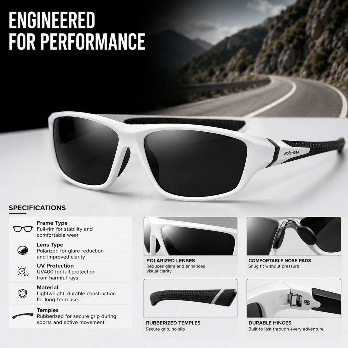 Lunettes de sport polarisées pour une clarté sans éblouissement  