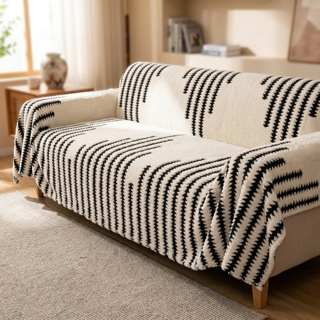 Plush Couch Cover With Stay-Put Comfort