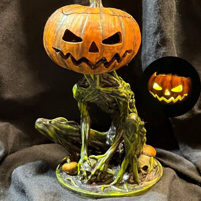 Figurină cu dovleac luminos pentru un farmec înfricoșător de Halloween