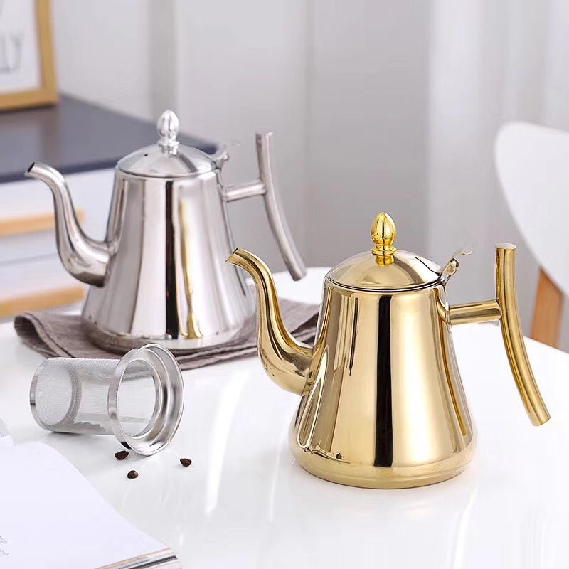 Tetera de acero inoxidable para infusión elegante