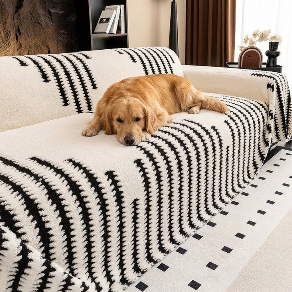Plush Couch Cover With Stay-Put Comfort