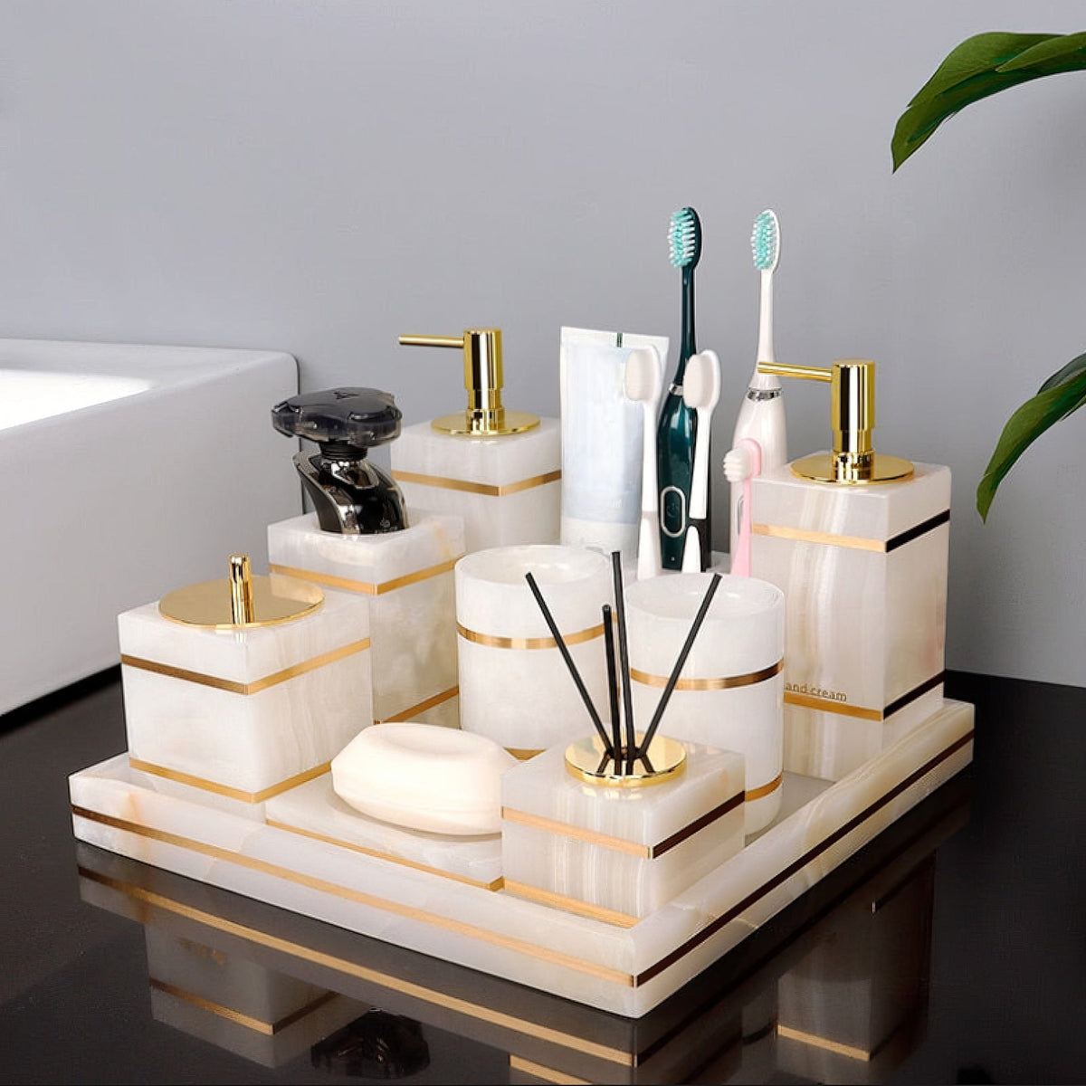 Marble Look Cup For Polished Bathroom Style