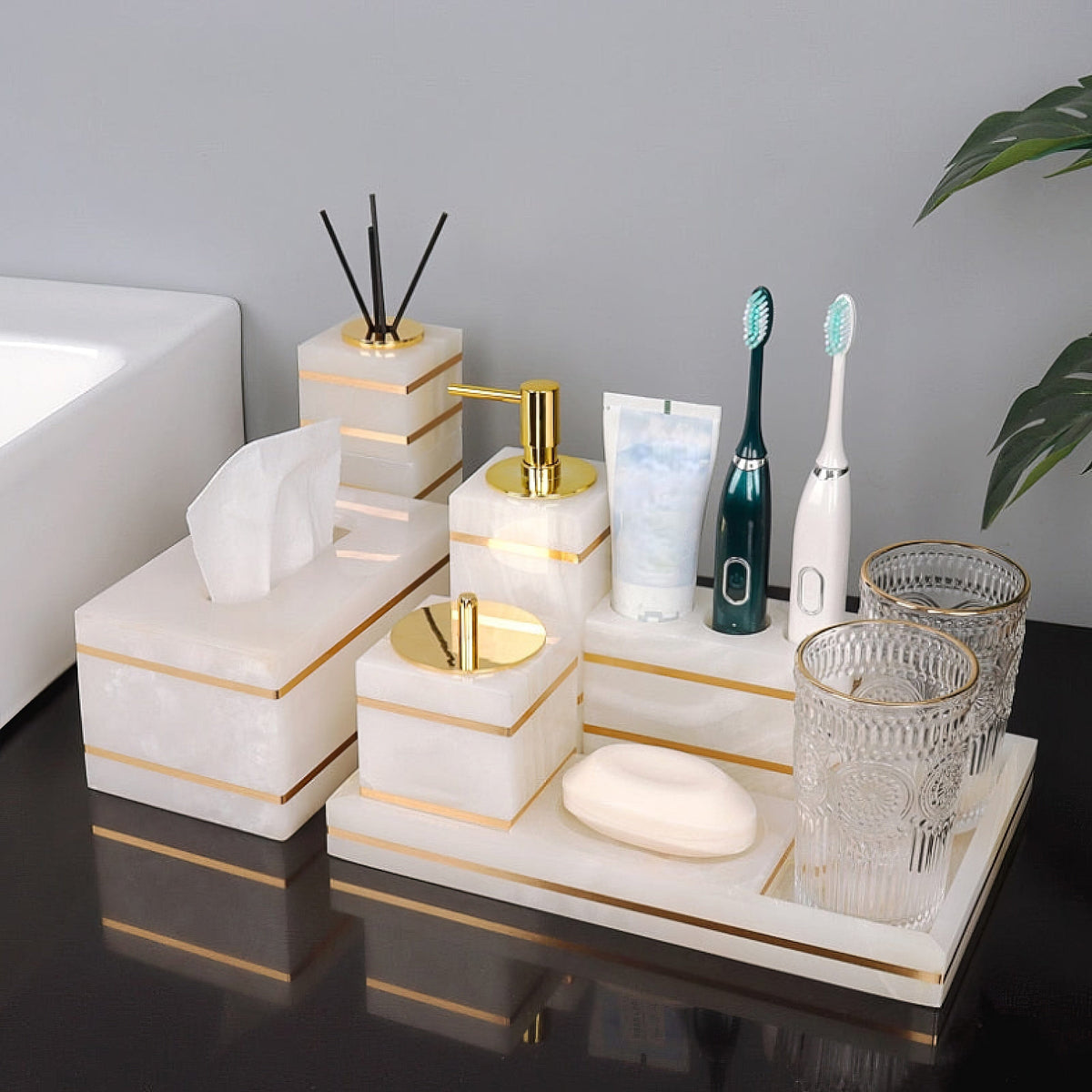 Marble Look Cup For Polished Bathroom Style