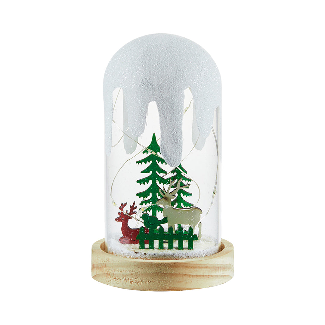 Zasněžená skleněná lampa s kopulí pro sváteční záři