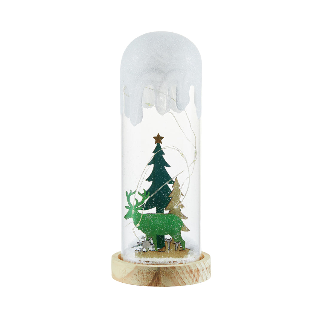Zasněžená skleněná lampa s kopulí pro sváteční záři
