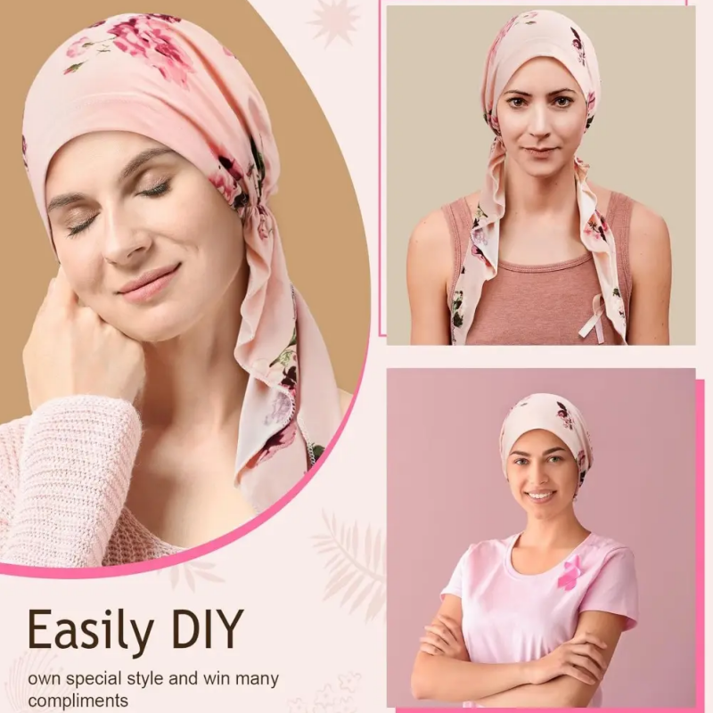 Turban floral pré-noué pour un style sans effort  