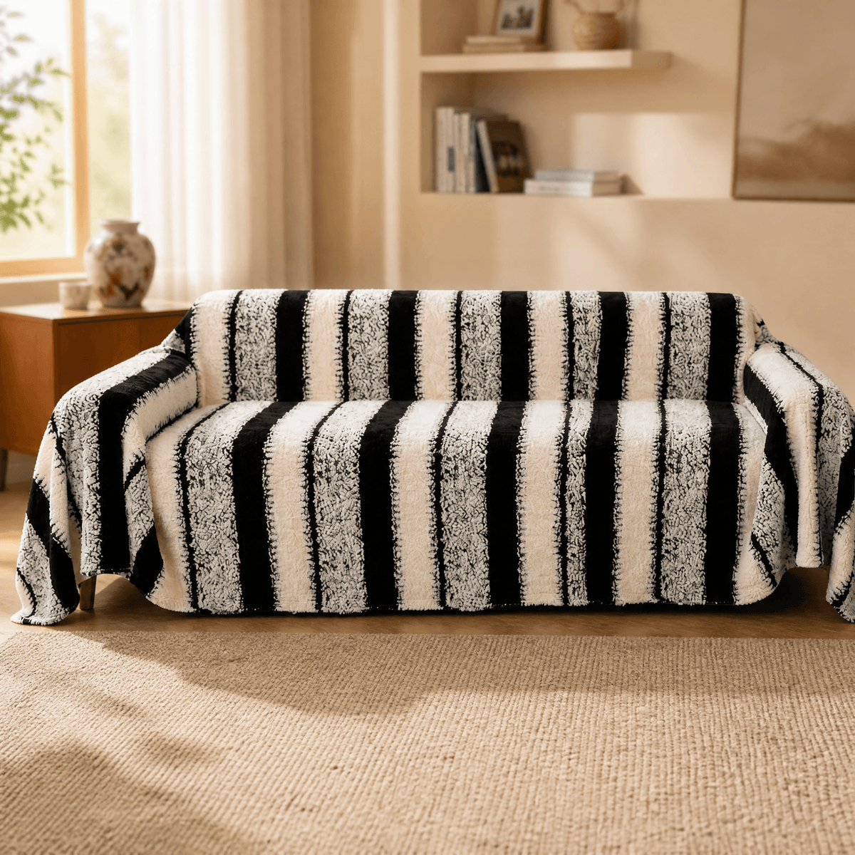Plush Couch Cover With Stay-Put Comfort