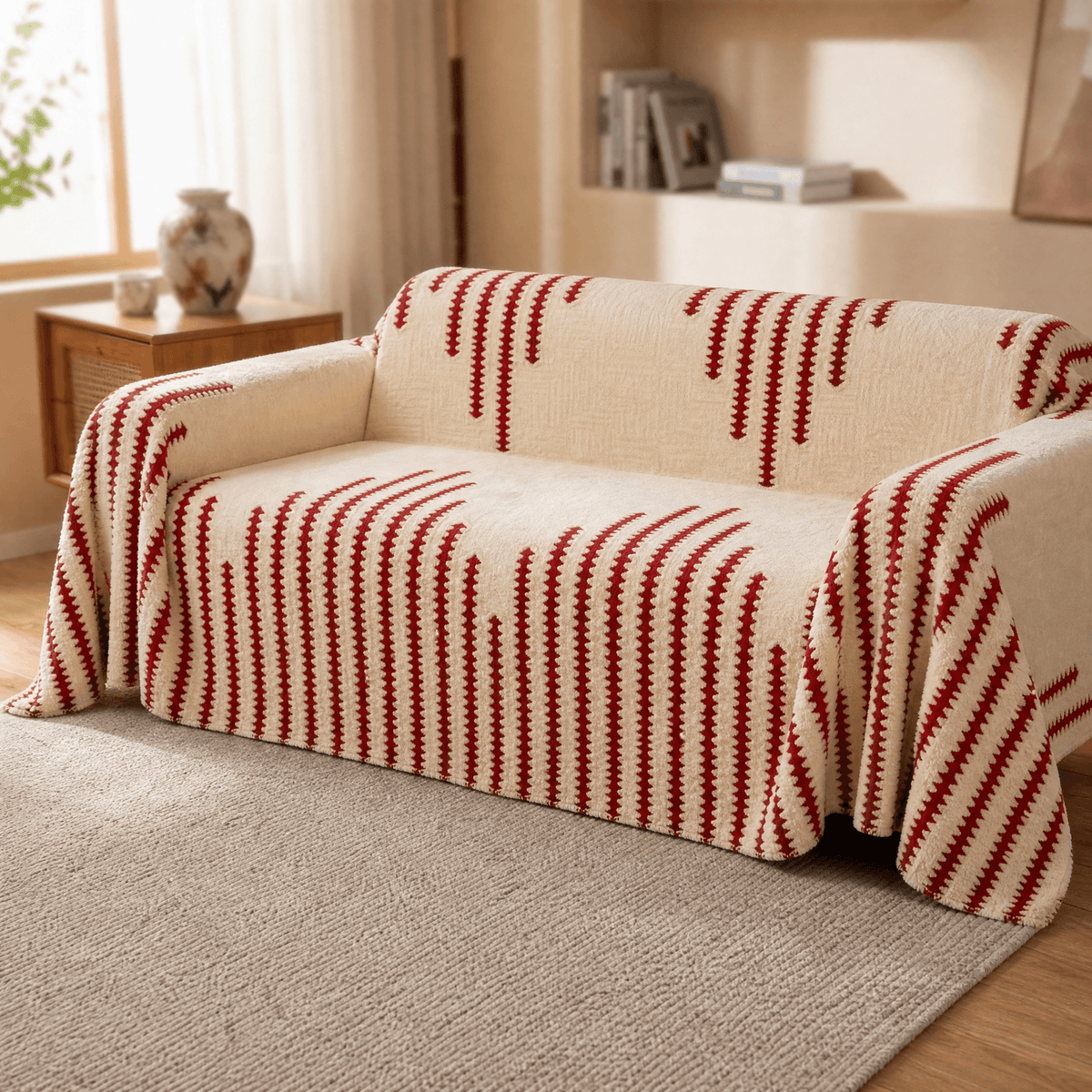 Plush Couch Cover With Stay-Put Comfort