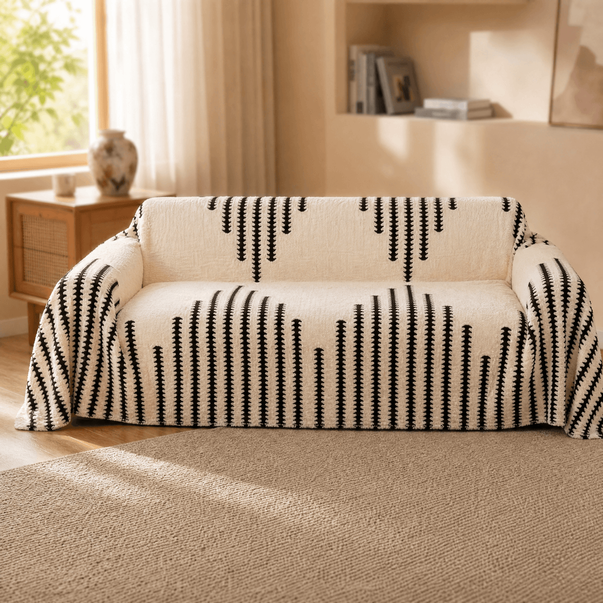 Plush Couch Cover With Stay-Put Comfort